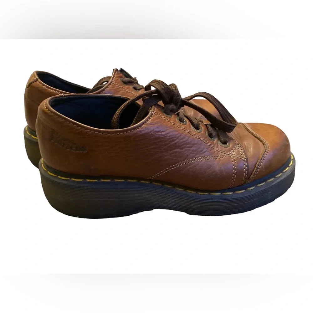 Dr. Martens Chestnut Leather Platform Shoes - Picture 2 of 8